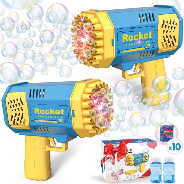 Bubble Machine JONEG Toys, paquete de 2 unidades con solución de burbujas para niños de 3 a 8 años