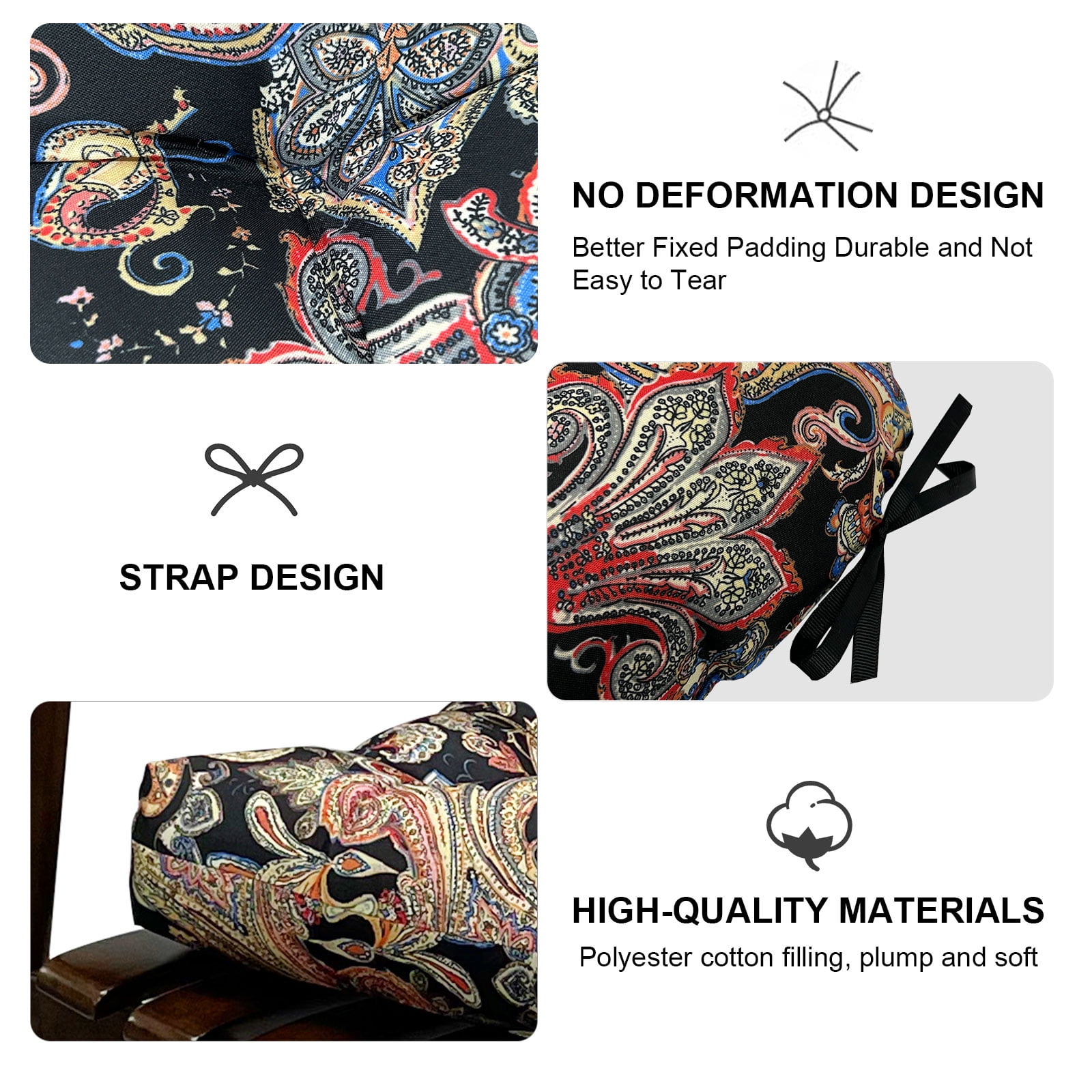 KALAKALA Outdoor Rocking Chair Cushions Pack of 2 Patio Chair Cushion Pad Sets Patio High Back Chair Seat Cushions with Ties for Garden Patio Furniture, Green Leaves