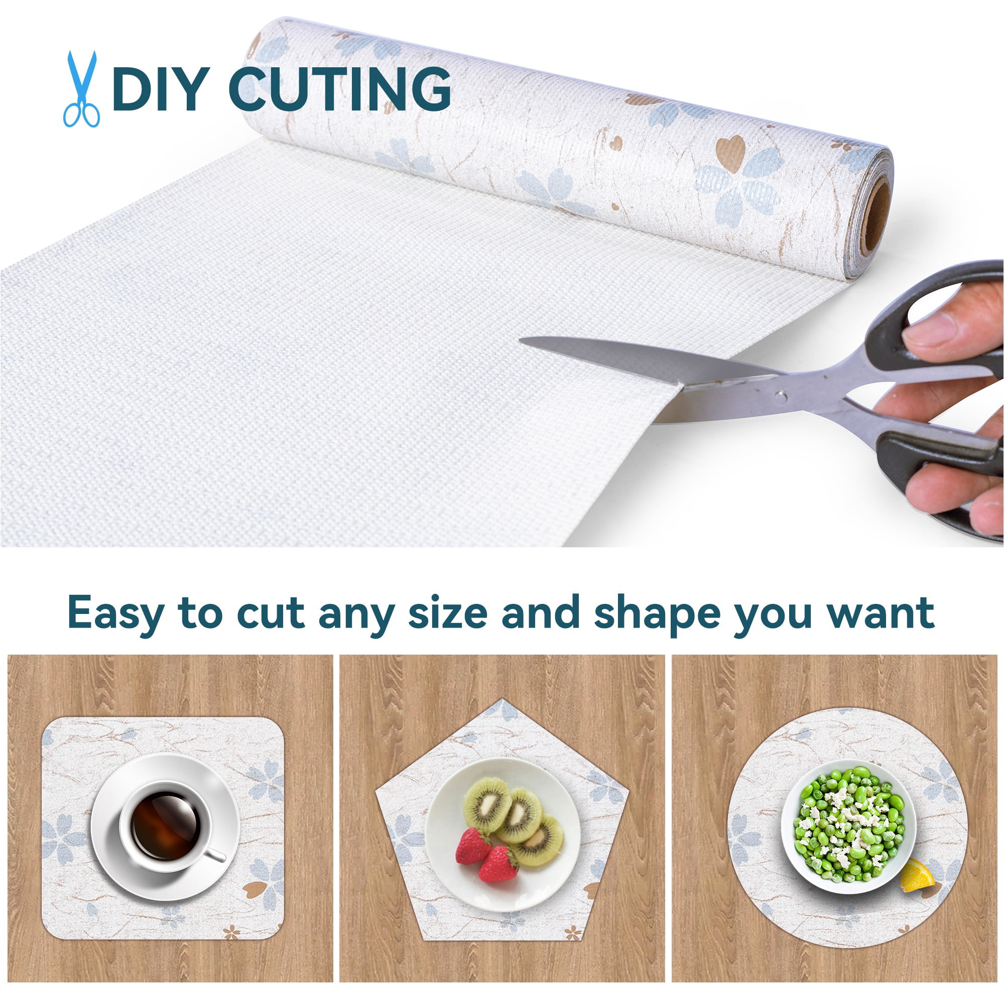 RAY STAR Shelf Cabinet Liner, 18INx8FT Drawer Liners Non-Adhesive Non Slip Shelving Liner for Kitchen Cabinets