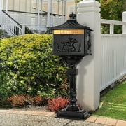 Betisef Mailbox Cast Aluminum Black Mail Box Postal Box Security Heavy Duty New