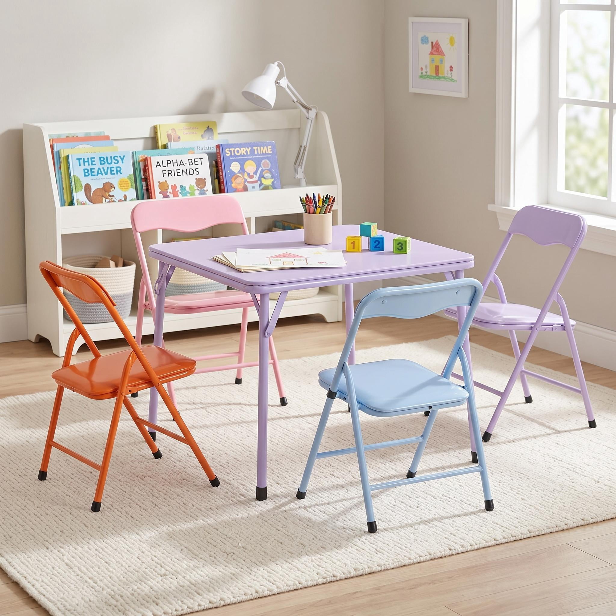 Homy Casa Kids Play Table and 4 Chairs Set, Ideal for Toddler Daycare Preschool Classroom Playroom