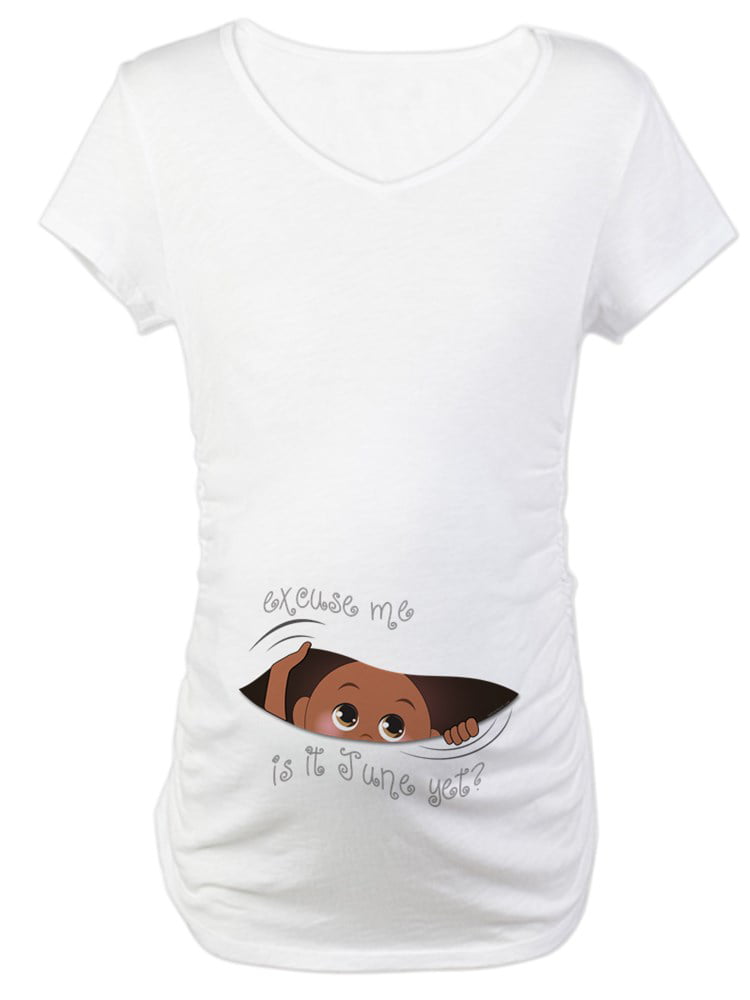 Zeta Ville Women's Maternity T-Shirt Shirt Top Funny Baby Peeking Print 501c 