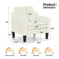thumbnail image 5 of Ktaxon Accent Chair with Thick Cushion, Mid-Century Modern Single Sofa Chenille Armchair for Living Room, Bedroom Creamy White, 5 of 7