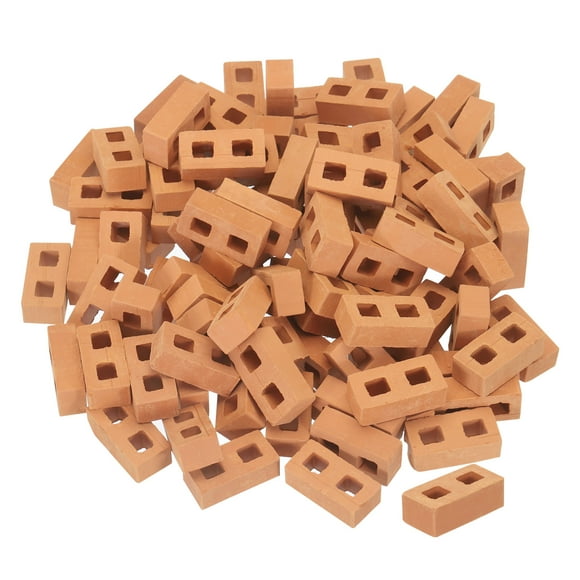 Unique Bargains Miniature Bricks Clay Mini Wall Brick for Model Building Red Pack of 100 Scale 1/12 27x14x9mm/1.06x0.55x0.35'