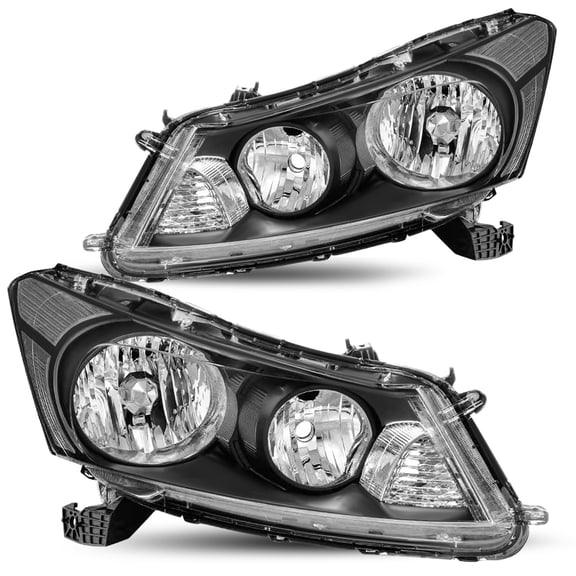 For 2008-2012 Honda Accord Sedan 4Dr Black Clear Headlights Assembly Pair