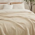 thumbnail image 4 of Breathable Blanket,1pc Reusable Throws Cotton Muslin Blanket for Bedroom,51.2x59In Durable Beige Quilt Bedspread Cloth for Home,Bedroom, 4 of 7
