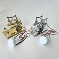 thumbnail image 3 of Stirling Hot Air Stirling Engine Electricity Generator Motor Physical Dual Engine Model with LED Bulb Dollar Flywheel Design Science Experiment with CNC Aluminum Alloy Base DIY, 3 of 7