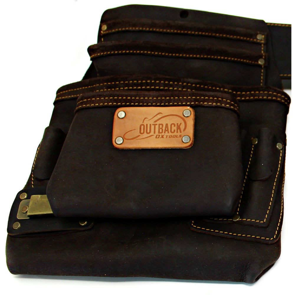 Outback OX P263804 Oil Tanned Leather 22 Tool Pockets Drywaller's Rig Brown 