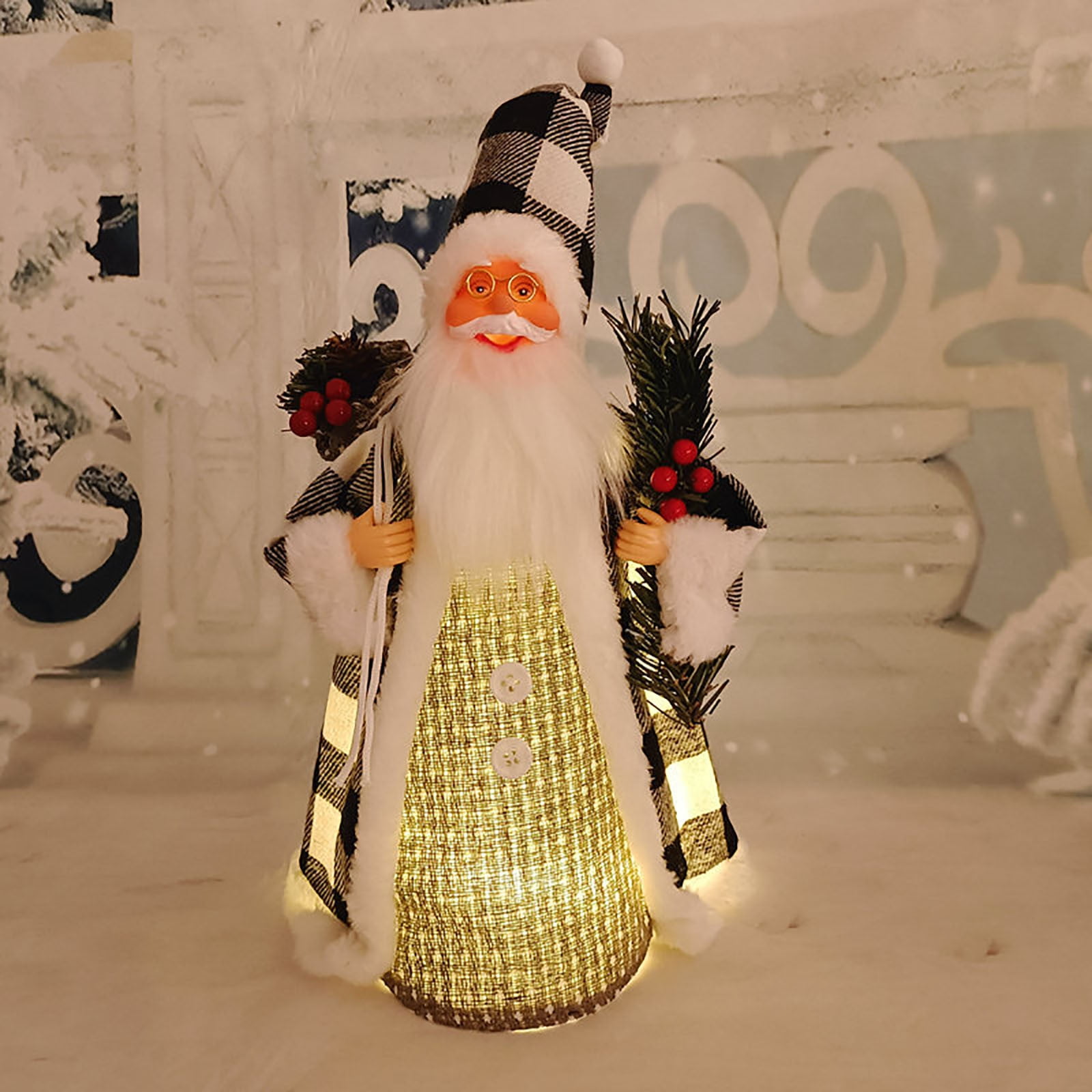 Loopsun LED Christmas Lights Decorative Santa Claus with Music and