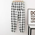 thumbnail image 2 of Annhoo Maternity Fleece Pants for Women Plaid Straight Leg Elastic Waist Drawstring Sleepwear Comfy Thick Warm Pants, 2 of 3