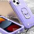 thumbnail image 4 of Dteck Back Case For Apple iPhone 13 Mini, Ring Stand Shockproof Hybrid Hard PC Soft Silicone Bumper Heavy Duty Shockproof Three Layer Drop Protective Girls Boy Cute Phone Case(Purple), 4 of 6