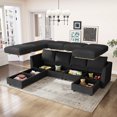 thumbnail image 4 of Marrber Convertible Modular Sectional Couches with Reversible Storage Seat and Ottoman, 7-Seater Sleeper Sofa for Living Room, Apartment, Linen Grey, 4 of 8