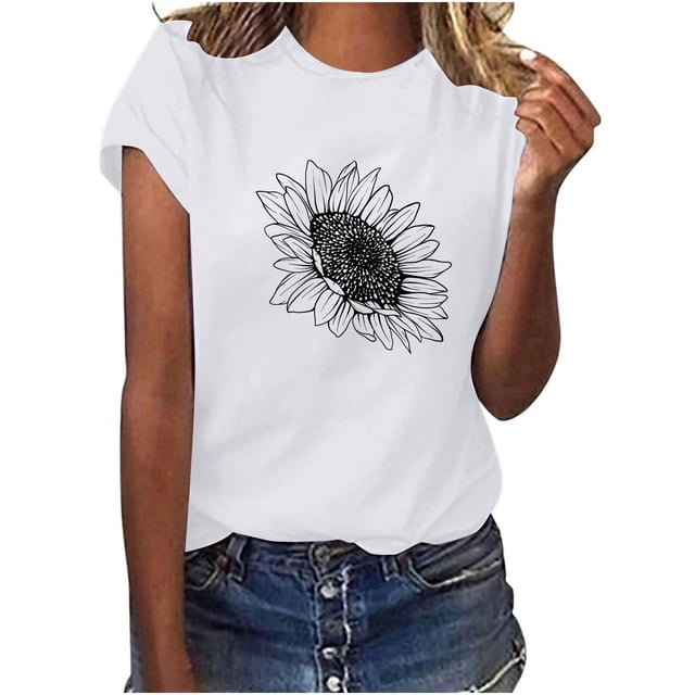 Pompotops Casual Femmes Col Rond Été Sexy Imprimer Régulier Femmes Manches Courtes Top Dégagement