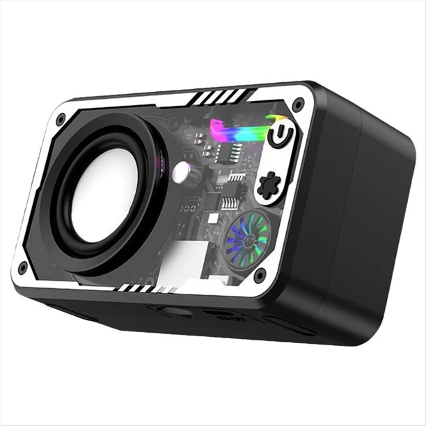 Minialtavoz Portátil Inteligente con Bluetooth 5.3, Luz LED de Colores, Transparente, con Carga Tipo C (B)