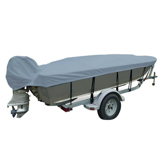 Carver 71116F-10 Styled-to-Fit Boat Cover for Wide V-Hull Fishing Boats O/B - 16'6", Slate Gray