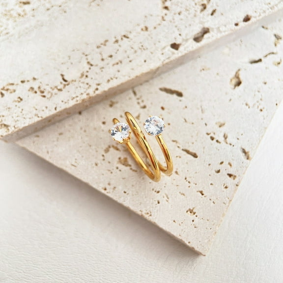 Stone Index Finger Ring Opening Adjustable Large Diamond Ring