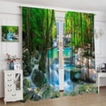 thumbnail image 4 of Waterfall Curtains, Spring Forest Nature Landscape Theme Pattern Print, Bedroom Living Room Blackout Curtains, 2 Panel Set, 84X84 Inch, 4 of 6