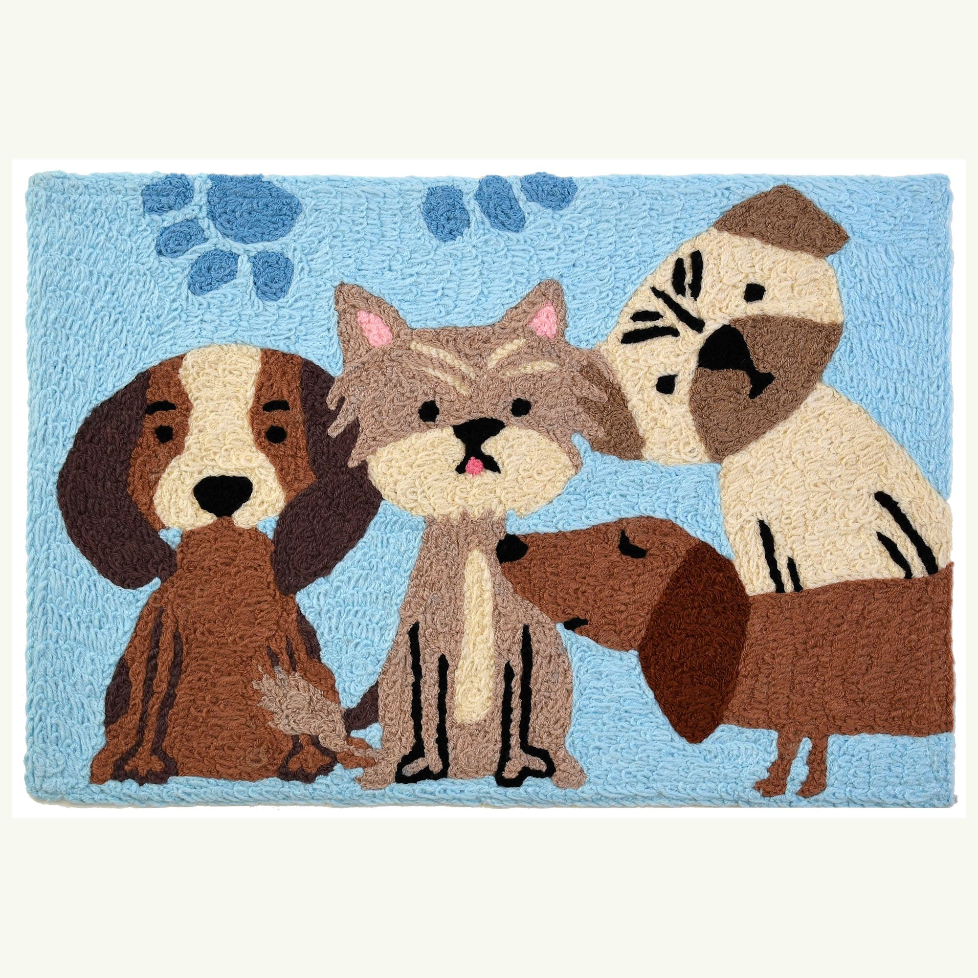 1.5' x 2.5' Vibrant Dogs Designed Rectangular Polyester Area Throw Rug