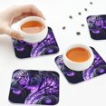 thumbnail image 7 of Fuzoiu Purple Pattern White Tiger Print Leather Coasters Set,Drink Coasters Set of 6,for Tabletop Protection, Durable PVC Coasters,Home Décor and Housewarming Gift,Square, 7 of 7