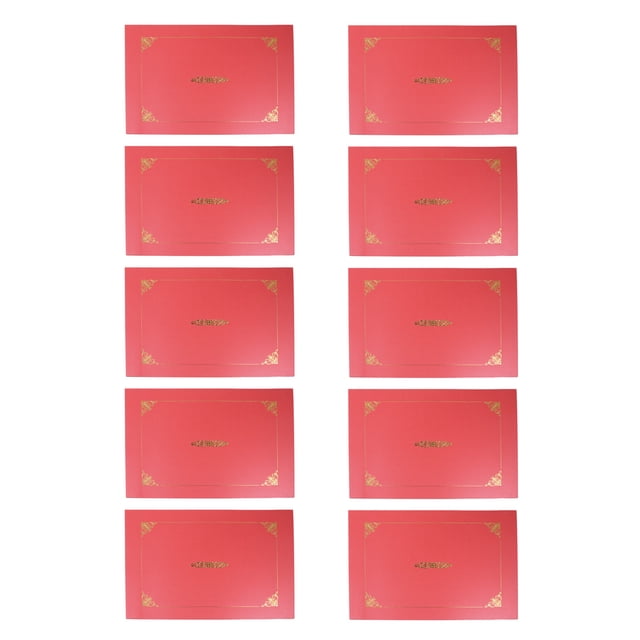 10Pcs Honor Certificate Classical Retro Double Line Gilding Envelope Contract Document Folder (Purplish Red)