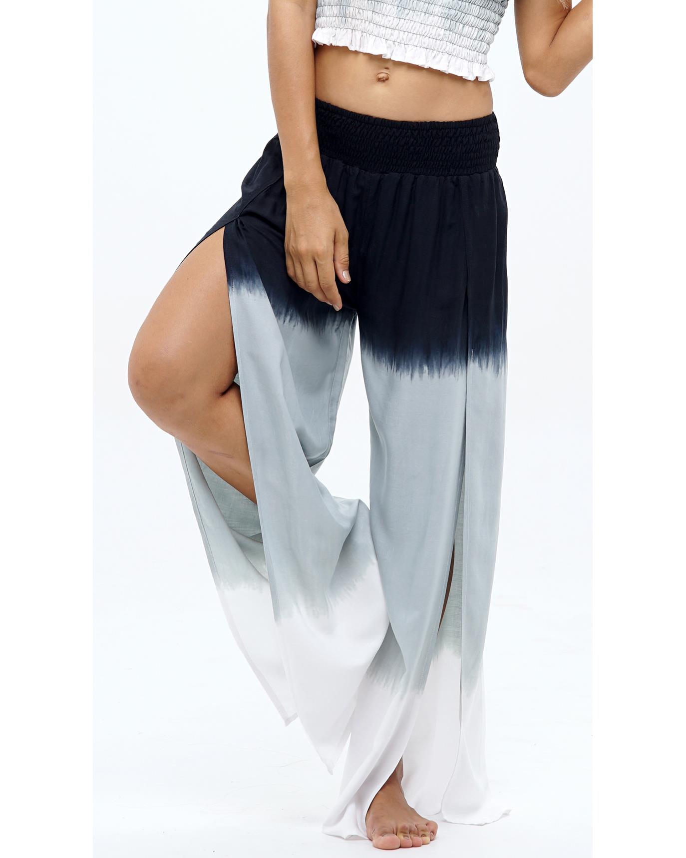 Uluwatu Style Women's Slit Leg Pants Flowy Tie Dye Palazzo Style Pant Lounge Pants Beachwear
