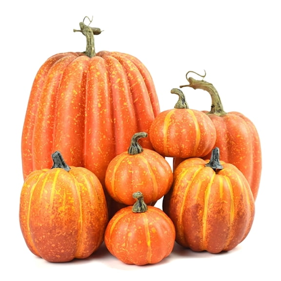 umfmouf 7Pcs Halloween Pumpkins Fall Decoration Assorted Faux Pumpkin Cute Foam Pumpkins for Home Outside Halloween Decorating