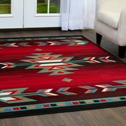 Home Dynamix Premium Sagrada Southwestern Geometric Runner Area Rug, Black/Red, 19x72