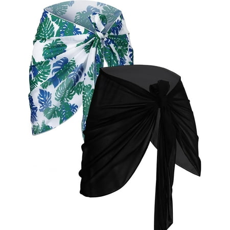 XiaoBanDeng 2 Pieces Sarong Coverups for Women Beach Cover Up Women Sheer Bikini Cover Up Swimwear Chiffon