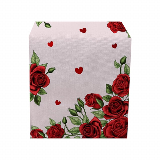 Oimcto Mode Femmes Tissu Bande Élastique Double Couche Écharpes Cheveux Impression Florale Queue de Cheval Saint-Valentin Nain de Table Rouge Décoratif Nappe Imperméable Serviette de Table