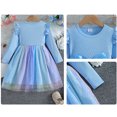 thumbnail image 4 of Landzoo Princess Dress Up for Girls 4-6, Soft Cotton Long Sleeve Party Dress with Tulle Skirt, Cute Bow and Ruffle Design for Toddlers 2-6, 4 of 4