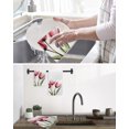 thumbnail image 5 of Pink Tulips Kitchen Dish Towels for Drying Dishes Set of 4, Green Leaf Country Flower White Botanical Waffle Weave Microfiber Hand Tea Bathroom Towels Quick Dry & Absorbent Towel 15.7x23.6, 5 of 7
