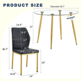 thumbnail image 4 of Dining And Kitchen Sets Table and chair set.39.7 Inch Diameter Modern Luxury Glass Dining Table and Chair Set - Gold Metal Legs.Paired With 4 BLACK PU Material High Resilience Dining Chair with Metal, 4 of 15