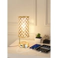 thumbnail image 3 of Crystal Table Lamp Wireless Charging Gold Desk Lamp with Dual USB Charging Ports, 3 Way Dimmable Light Modern Nightstand Lamps for Bedroom Living Room (Bulb Included) (Gold), 3 of 9
