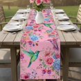 thumbnail image 4 of Pink Spring Floral Table Runner 48 Inches, Watercolor Birds Farmhouse Art Bed Runner Dresser Scarves Tabletop for Indoor Outdoor Parties/Ceremony/Banquet, 13" x 48", 4 of 9