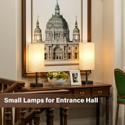 LUFF Table Lamps for Bedroom Set of 2 ,Bedside Small Lamps with 3 Way Dimmable Rocker Switch, Minimalist Night Stand Light Lamp with Square Fabric Shade for Living Room, Desk, LED Bulb included