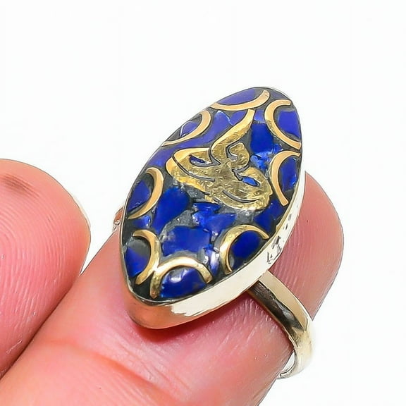 Lapis Lazuli Gemstone Adjustable Ring Tibetan Silver Gift Nepali Jewelry NR 3140