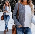 thumbnail image 2 of Femmes Lâches Col Rond Tricot Couleur Bloc Pull Manches Longues Automne Hiver Loisirs Pull Tops L, 2 of 5