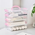 thumbnail image 6 of 4-Tier Stackable Pink Desktop Storage Box, Plastic Divided Organizer, Item Classification Storage Case, Multi-Function Stationery Organizer for Home & Small Supplies Storage, Pink, 6.9*10.6*9.45in, 6 of 6