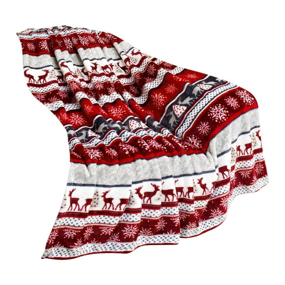 Uklsqma Christmas Blanket Zzr241024933 | Flannel Holiday Throw with Reindeer Snowflake Snowman Print | Soft Warm Winter Sofa Cover | Cozy Bed Blanket for Christmas Decor Parties Family Use