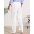 thumbnail image 3 of DARING DIVA Men's Beach Pants Drawstring Waist Breathable Summer Linen Pants 28 White, 3 of 7