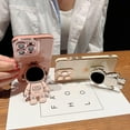 thumbnail image 3 of Compatible with iPhone 14 PRO MAX 5g 6D Plating Cute Astronaut Hidden Stand Holder Phone Case with Gold Side Heart Pattern Camera Protection for Women Shockproof Kickstand Bumper (Pink), 3 of 10