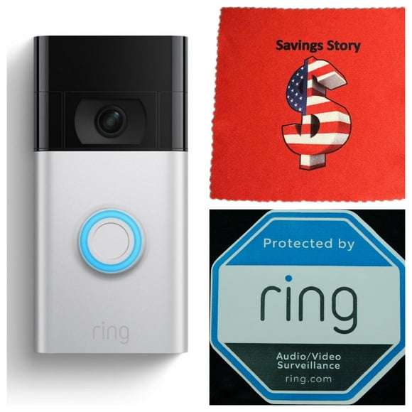 Ring_Video Doorbell Battery or Wired Satin , 1080p , Savings Story Cleaning Cloth, Camera, 6 in