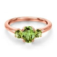 thumbnail image 3 of Gem Stone King 18K Rose Gold Plated Silver Green Peridot Engagement Ring for Women | 1.31 Cttw | Oval 7X5MM | Gemstone August Birthstone | Size 9, 3 of 6
