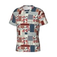 thumbnail image 3 of Yiaed Patchwork In Country Style Print Mens Short Sleeve Tight Fit T-Shirt, Crewneck Casual Tee-X-Large, 3 of 5