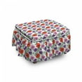 thumbnail image 1 of Flowers Ottoman Cover, Botanical Anemones Pattern, 2 Piece Slipcover Set with Ruffle Skirt for Square Round Cube Footstool Decorative Home Accent, Standard Size, Multicolor, by Ambesonne, 1 of 1