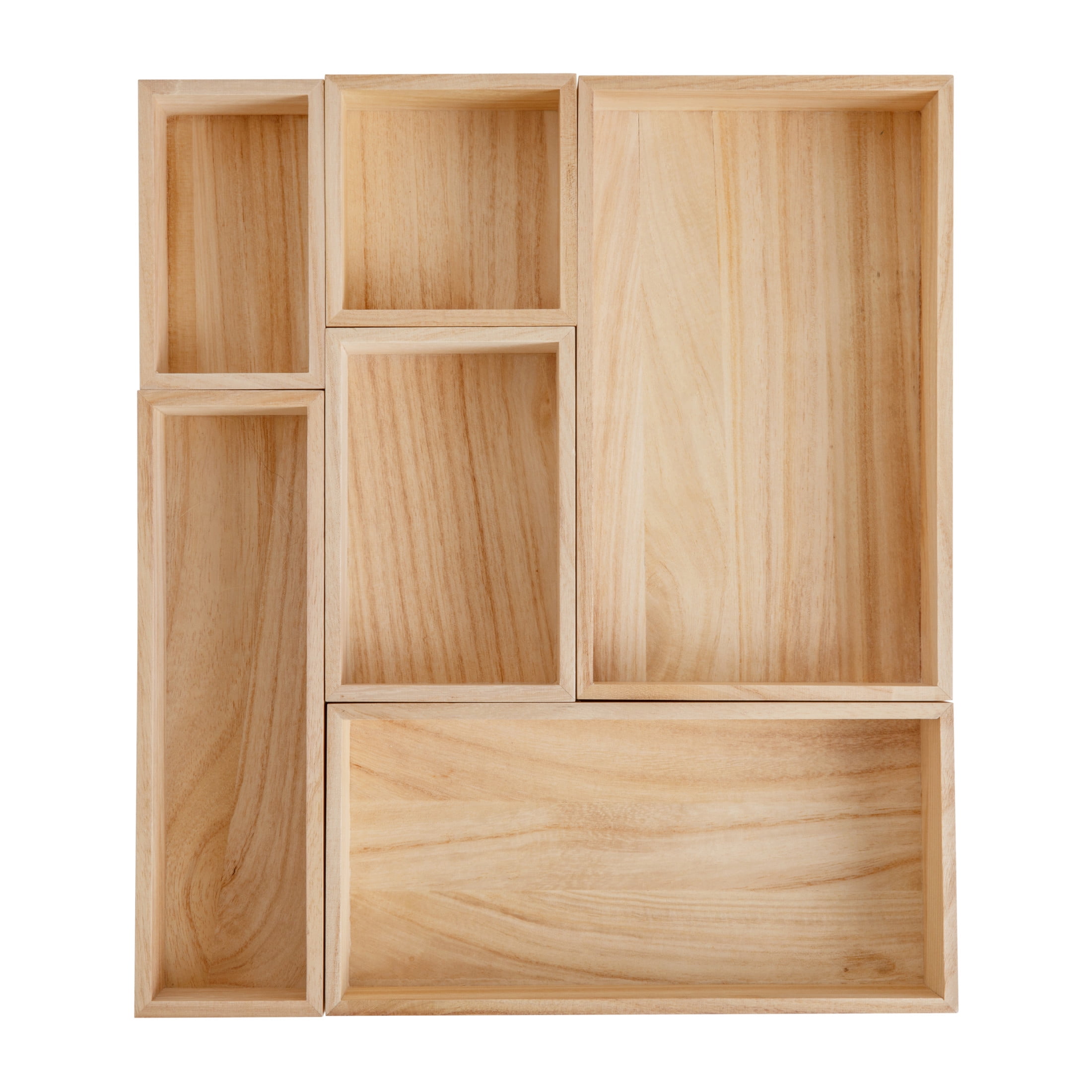 Martha Stewart Enzo 6 Piece Wooden Desk Drawer Organizer Set in Light Natural