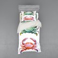 thumbnail image 2 of Ambesonne Cartoon Bedding Set 4 Pcs, Sea Animals Theme, Queen, Orange Teal, 2 of 3