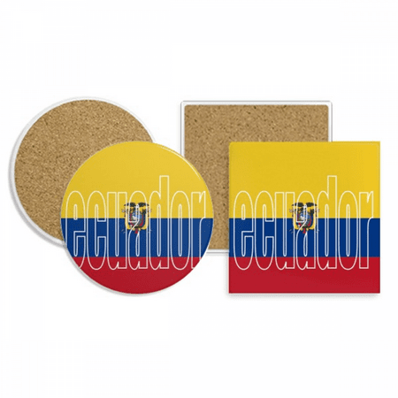 

Ecuador Country Flag Name Coaster Cup Mug Holder Absorbent Stone Cork Base Set