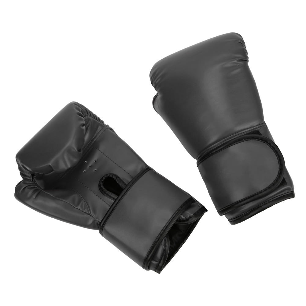 Nieyigj Professional PU Leather Boxing Gloves Breathable Sanda Sparring Sandbag Mitts Black (12.60 inches / 32 cm)