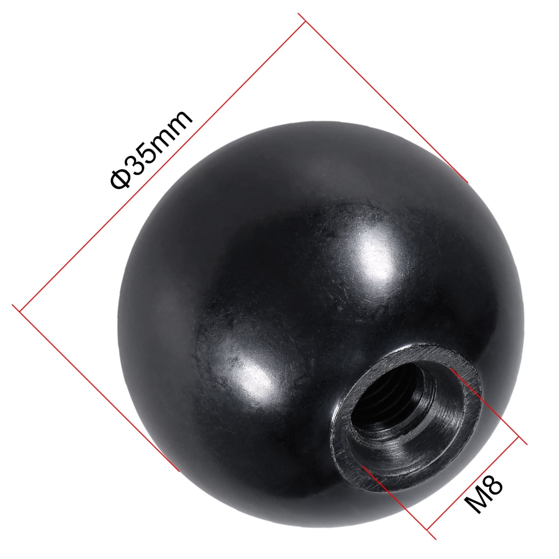 uxcell Thermoset Ball Knob M8 Female Threaded Machine Handle 25mm Diameter Smooth Rim Black